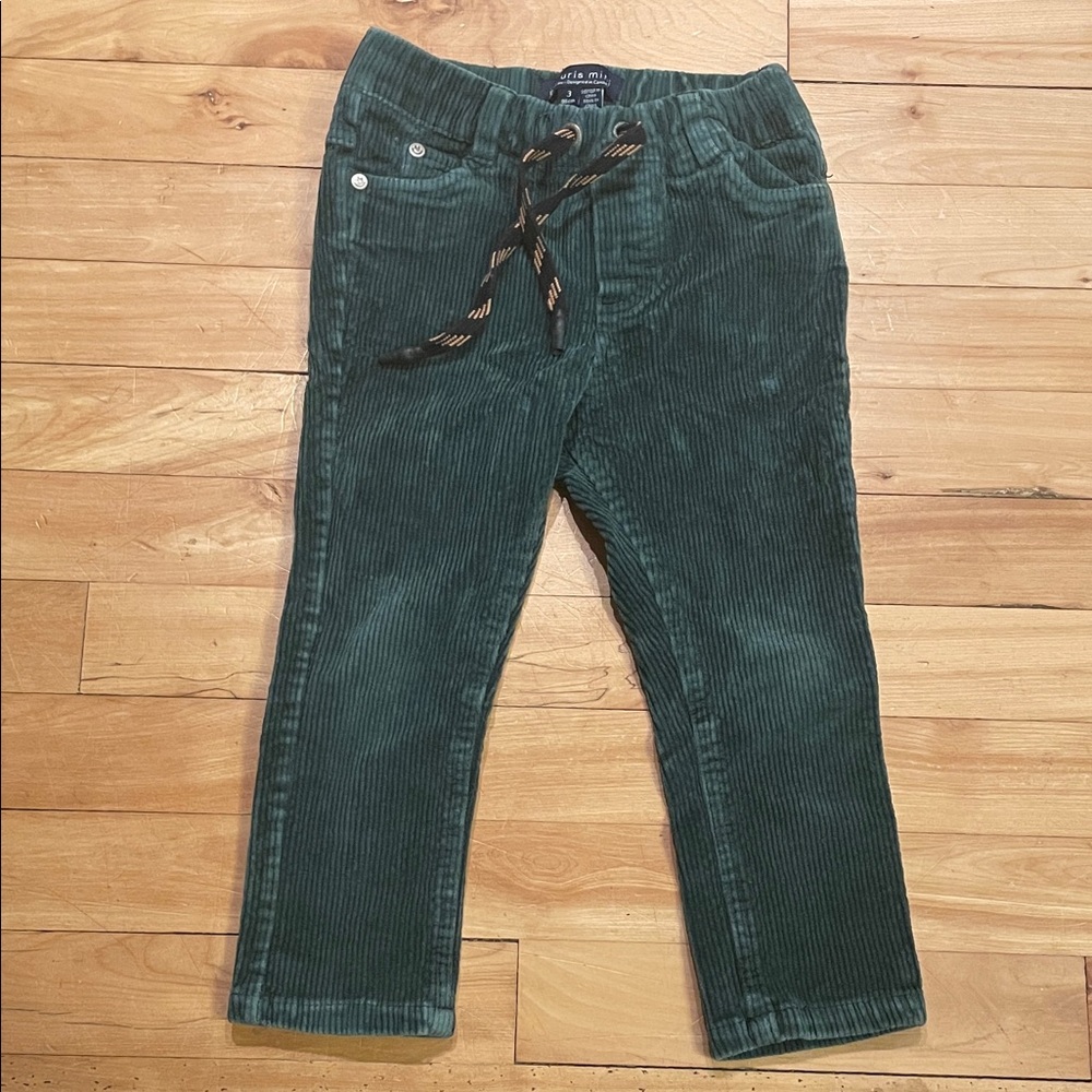 Cozy Forest Green Corduroy Kids Pants